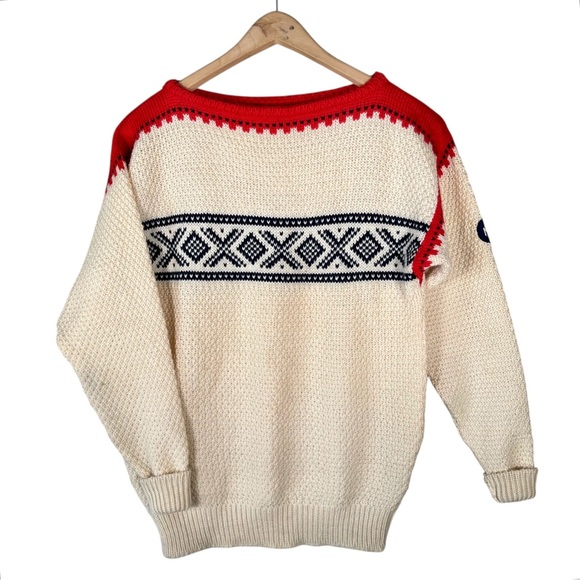 DALE OF NORWAY Vintage Fair Isle Snowflake Wool Knit Sweater - Picture 1 of 10